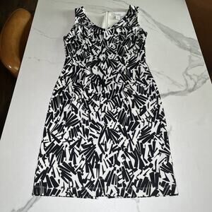 White House Black Market Womens Sz 2 Black White Sleeveless Sheath Dress NWOT